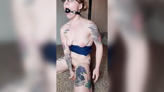 Ginger cougar takes a huge toy and gag ball- SugarRedxo- Angle two