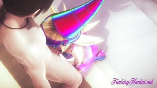 Yu Gi Oh Cartoon  - Dark Magician cunt with mouth head and screwed - Japanese manga animated anime 3D Porn