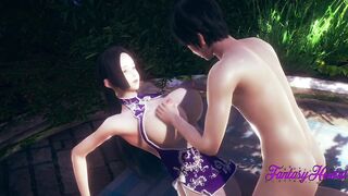 1 Piece Anime 3D - Boa Hancock rubbing boobies, boobjob and cowgirl inside the garden