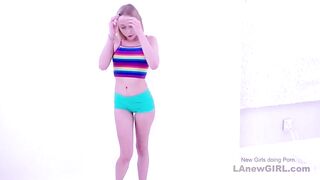 Blonde beauty with braces gets creampied at audition
