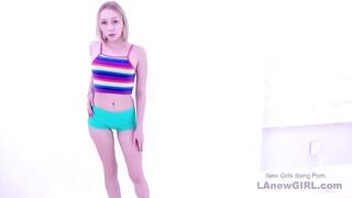 Blonde beauty with braces gets creampied at audition