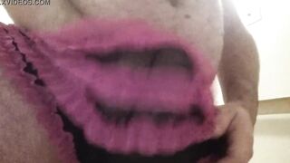 Cumming inside my wifes pink and african underwear