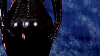 Rubber Pvc Catsuit Tease by bondage performer Arya Grander