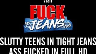 Ripping Her Butt Apart Inside Jeans and Heels