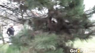 Blonde Enjoying A Messy Piss Outdoor