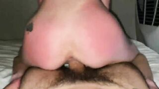 LITTLE BLONDE TWERK ON A HUGE PENIS UNTIL HE FILLS HER TWAT