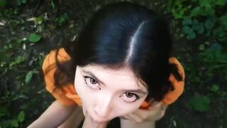 A Hungry Girl on a Walk in the Forest to