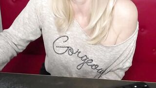 Blonde amateur MILF IngritSno flashing boobs on webcam