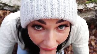 Freckled Teen SUCKS SWALLOWS in the Woods