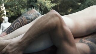 Dolf Dietrich laid his back and got young twink Marcus Ryder in a 69 position