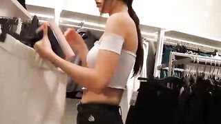 Risky Blowjob in the Dressing Room Amateur Teen