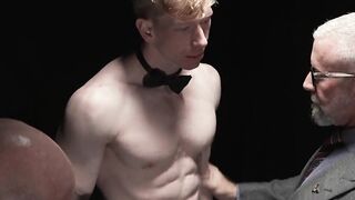 The boy slave Jesse Stone got fucked in an awesome and wild foursome orgy at an aucti