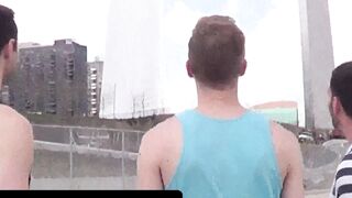 Ty Thomas throws his leg over the couch to give his fuckbuddies full access to his ha
