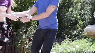 Beautiful redhead gets fucked outdoors