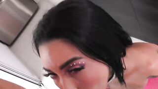 Hot chick Eva Perez ass fucked by latina shemale