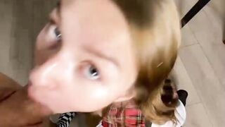 Cum on Face after a Deep Blowjob try not to Cum Amateur