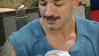 Four gay studs suck dicks and fist fuck in hard core orgy