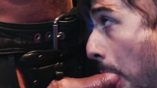 Mouth creampie for bound handsome submissive homosexual