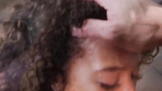 Busty ebony bikini teen newbie milks cock