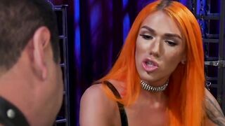Shemale in latex anal fucks muscle man