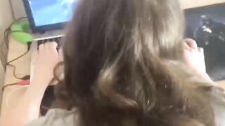 FUCKING CUTE Stepsister WHILE SHE TRIES TO PLAY