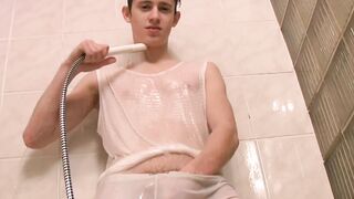Teen boy washes his big dick by EastBoys