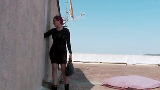 Tattooed slave tormented at graveyard