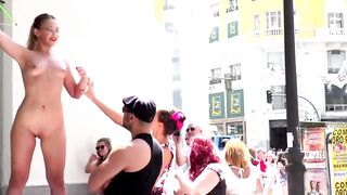 Blonde paraded nude through the streets