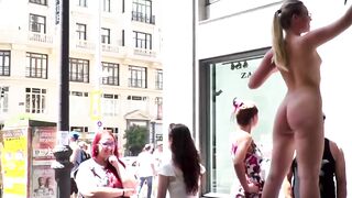 Blonde paraded nude through the streets