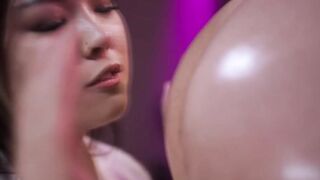 Asian masseuse fucked by slut TS and big black cock