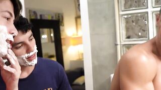 Teaching Joaquin Santana and Danny Bianchi how to properly suck a massive dick