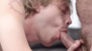 My bearded stepdad Kristofer Weston barebacks me after applying oil over my hot body
