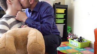 My twink stepson Dakota Lovell fucks a teddy bear while I penetrate his ass