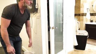Curious stepson Skylar Hill tries his muscular stepdads chunky dick