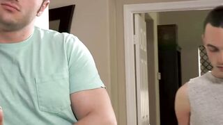 Young stud Michael Boston and three other hotties gag each other cocks