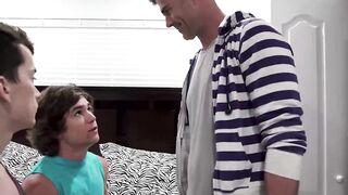 Twink Alex Mayer barebacked by Landon Matthews and Bill Farnsworth