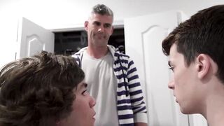 Twink Alex Mayer barebacked by Landon Matthews and Bill Farnsworth