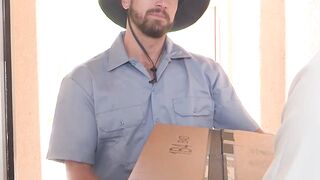 New mailman sealed his huge and lean package inside Michael Bostons ass
