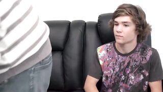 Slim Alex Meyer sucks Bill and Landons stiffed cocks simultaneously