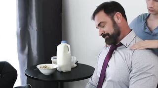 Making my bearded stepdad Kristofer Weston relax by devouring his dick