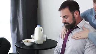 Making my bearded stepdad Kristofer Weston relax by devouring his dick