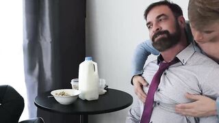 Making my bearded stepdad Kristofer Weston relax by devouring his dick