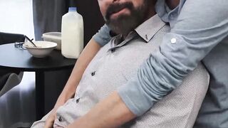 Making my bearded stepdad Kristofer Weston relax by devouring his dick