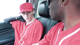 Coach Ethan Thomson barebacked my ass with his big black bat