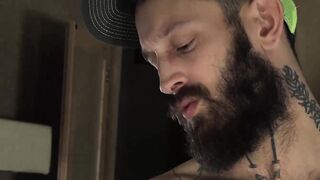 Hairy stepdaddy Matt Muck grabs my neck while he aggressively fucks me