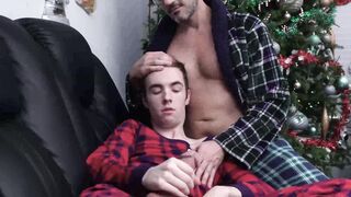 My white haired stepdad Sherman Maus drills my ass while waiting for Santa
