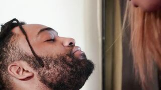 Black dude gets ass barebacked by hot shemale
