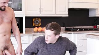 Bearded Derek Allen chokes Aaron Allen with his huge cock and oozing cum Hoe 2