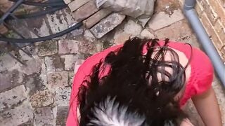 getting my dick blown after giving piss facial inside back alley