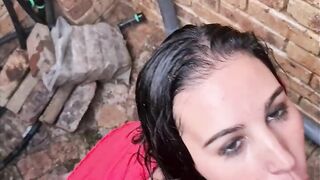 getting my dick blown after giving piss facial inside back alley